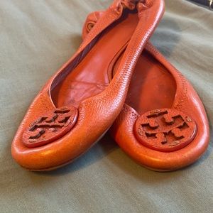 Tory Burch orange Reva flats size 8